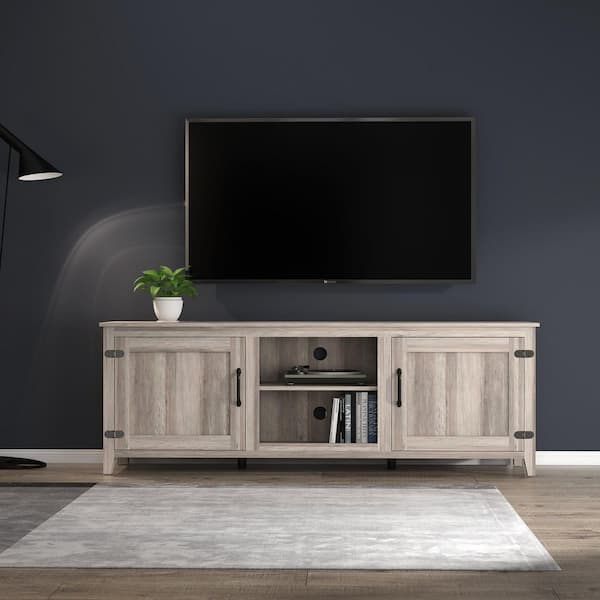 Boyel Living Grey TV Stand Storage Media Console Entertainment Center Fits TVs up to 70 to 80 in. with 2-Doors