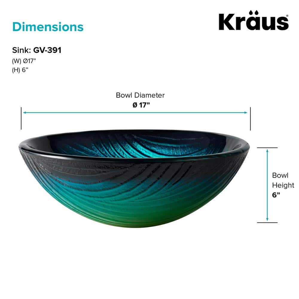 Nei Green Tempered Glass Circular Vessel Sink, 17 inch