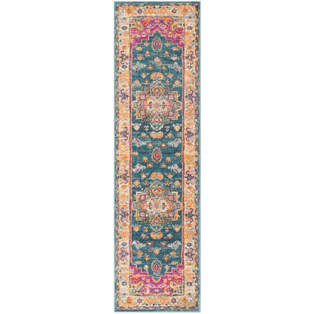Reversible Hand-Knotted Easy Care Blue Runner Rug 2'3" X 10'