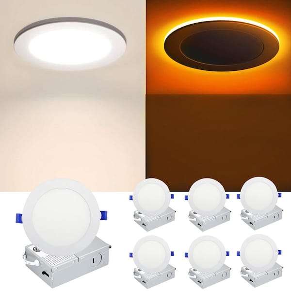 5/6 in. Adjustable 5CCT Canless with Night Light Indoor/Outdoor Integrated LED Recessed Downlight Kit (6-Pack)