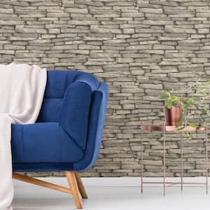 Brown Hickory Creek Stone Peel and Stick Wallpaper Sample