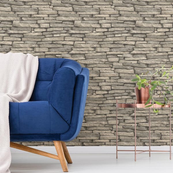 Brown Hickory Creek Stone Peel and Stick Wallpaper Sample