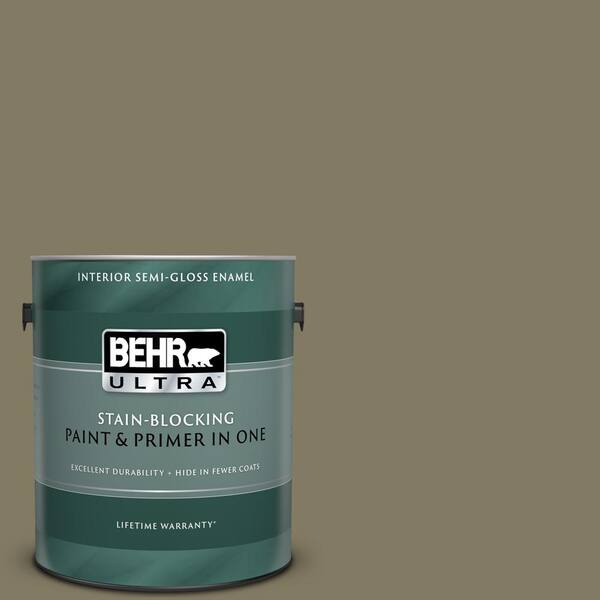 BEHR ULTRA 1 gal. #UL190-2 Deserted Island Semi-Gloss Enamel Interior Paint and Primer in One