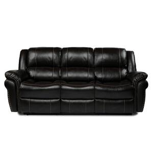 80.7 in. Faux Leather 3-Seater Pillow Top Arm Reclining Living Room Set in Brown