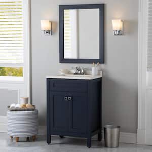 Maywell 25 in. W x 19 in. D x 38 in. H Single Sink Freestanding Bath Vanity in Blue with Snow Cultured Marble Top