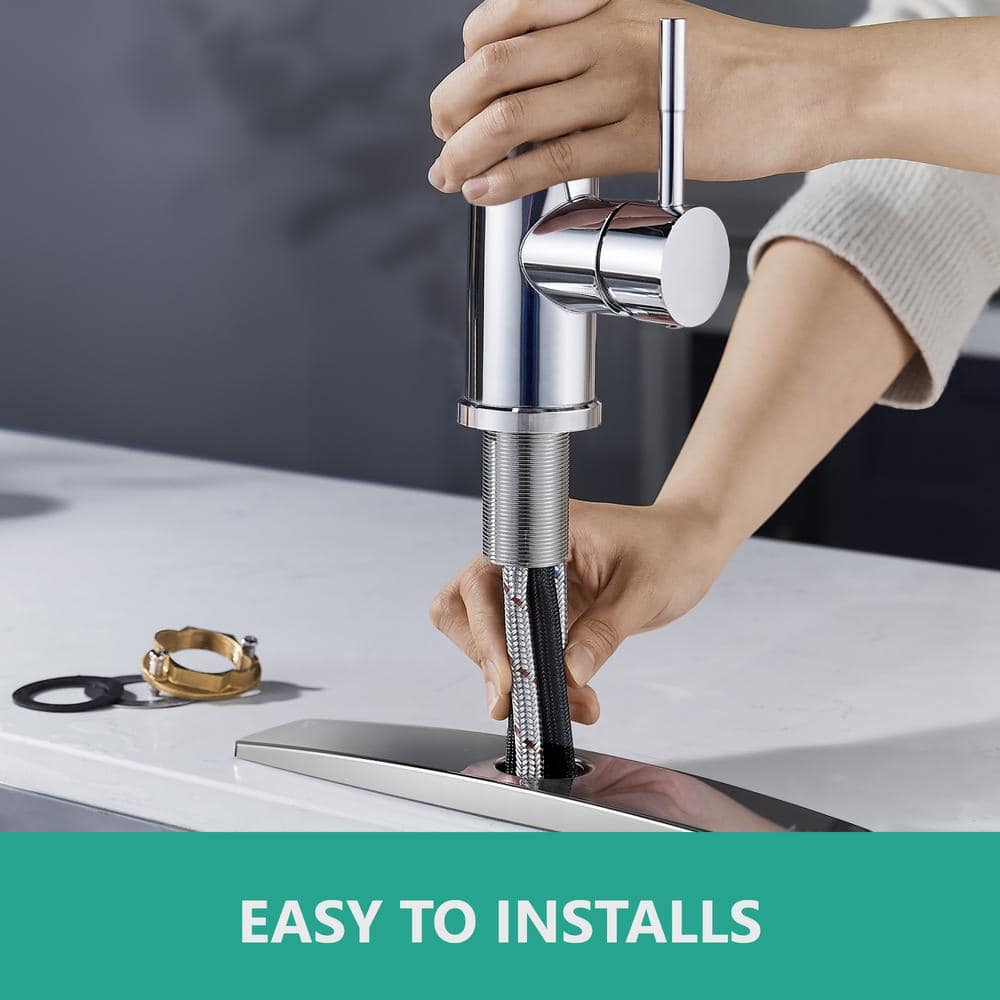 Chrome Pull-Down Kitchen Faucet with Soap Dispenser