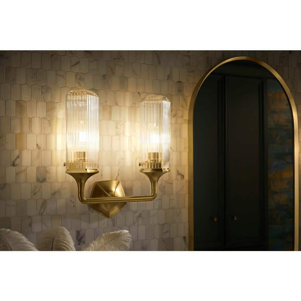 Occasion 2-Light Brushed Moderne Brass Wall Sconce