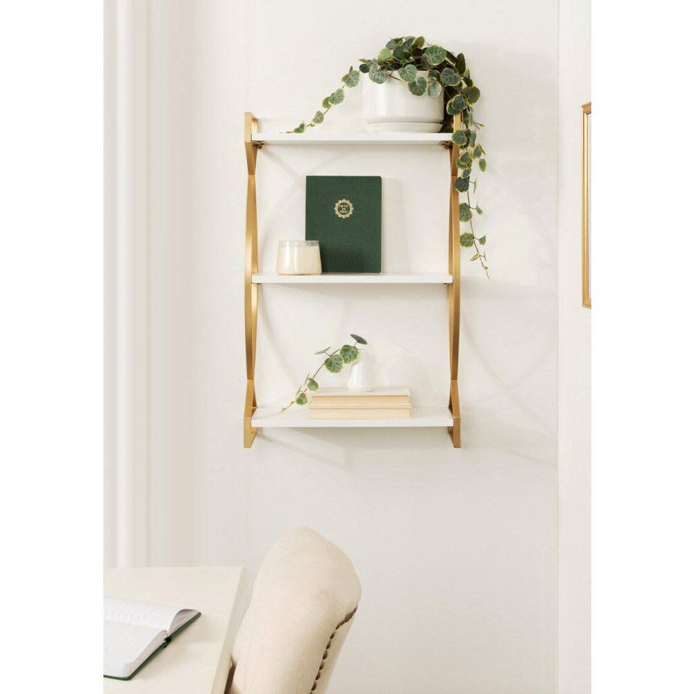 Kate and Laurel Arietta Rectangle MDF Accent Shelf, 18x7x28, Gold and White