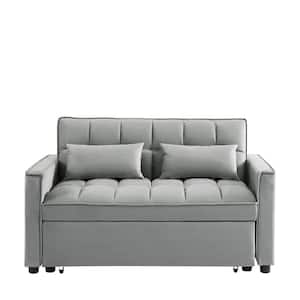 35 in. W Flared Arm Sofa Velvet Upholstery Convertible Loveseat Modern Style Straight Sofa 2-Seat Sofa Classic in Gray