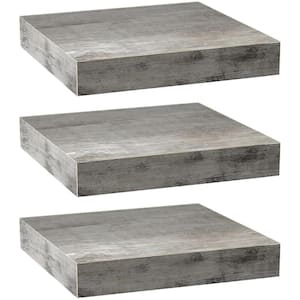 9.25 in x 9.25 in x 1.5 in Rustic Gray Wood, Square Decorative Wall Shelves with Brackets (3-Pack)