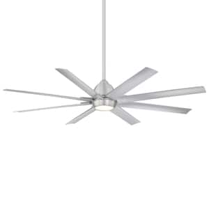 MochaXL 66 in. 3000K Integrated LED Indoor/Outdoor Brushed Aluminum Smart Compatible Ceiling Fan w/Light Kit and Remote