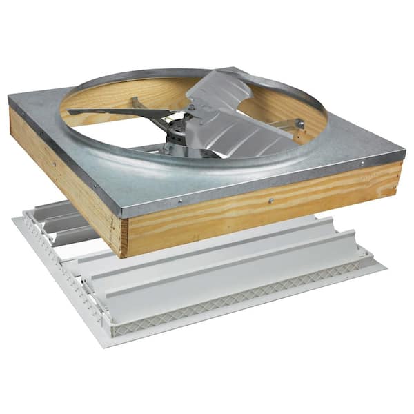 Air Vent 8 in x 27.5 in 3500 CFM White Aluminum Automatic Shutter Speed Control Whole House Fan