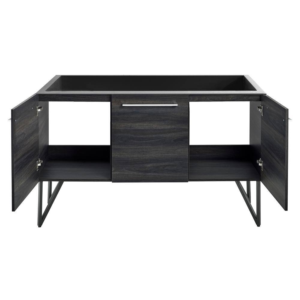 Annecy 60" Dark Brown Walnut Freestanding Double Bathroom Vanity