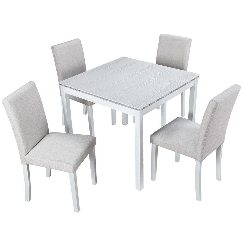 5-Piece Solid Wood Outdoor Conversation Patio Furniture Set with Gray Cushions price history on PriceWatchPro