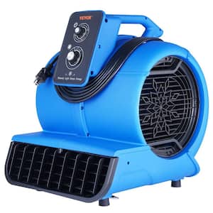 15 in. 3-Fan Speeds Floor Fan Floor Blower 1/2 HP 2600 CFM with 4 Blowing Angles and Time Function ETL Listed, Blue