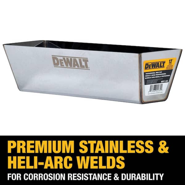 DEWALT 12 in. Stainless Steel Mud Pan with Curved Bottom