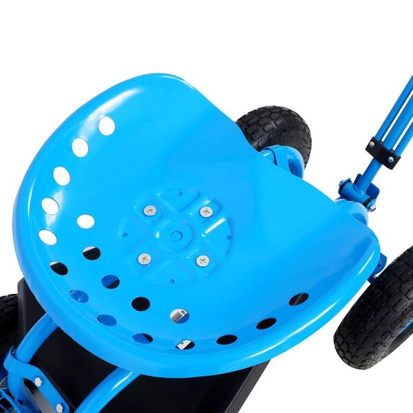 Tidoin 42 in. Blue Rolling Garden Scooter with Wheels and Tool