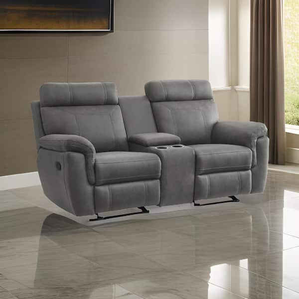 Benjara 76 in. Pillow Top Arm Microfiber Rectangle Solid Wood Sofa in Gray