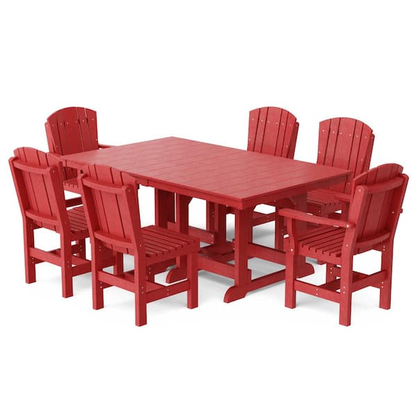 Wildridge Heritage Cardinal Red 7-Piece Plastic Outdoor Patio Dining Set