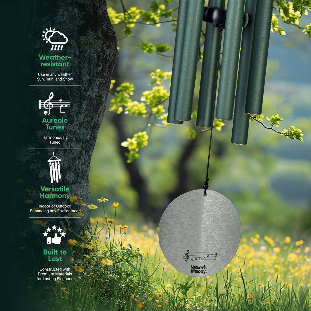 Forest Green 28" Rustproof Aluminum Outdoor Wind Chimes