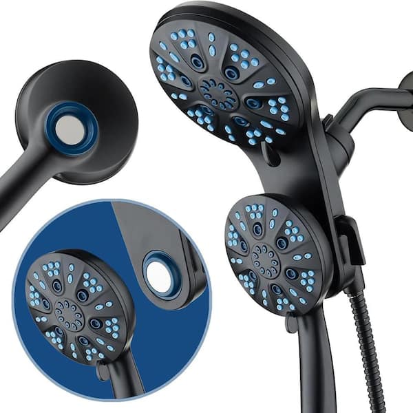48-Spray Wall Mount Magnetic Shower Combo 2.5 GPM in Matte Black