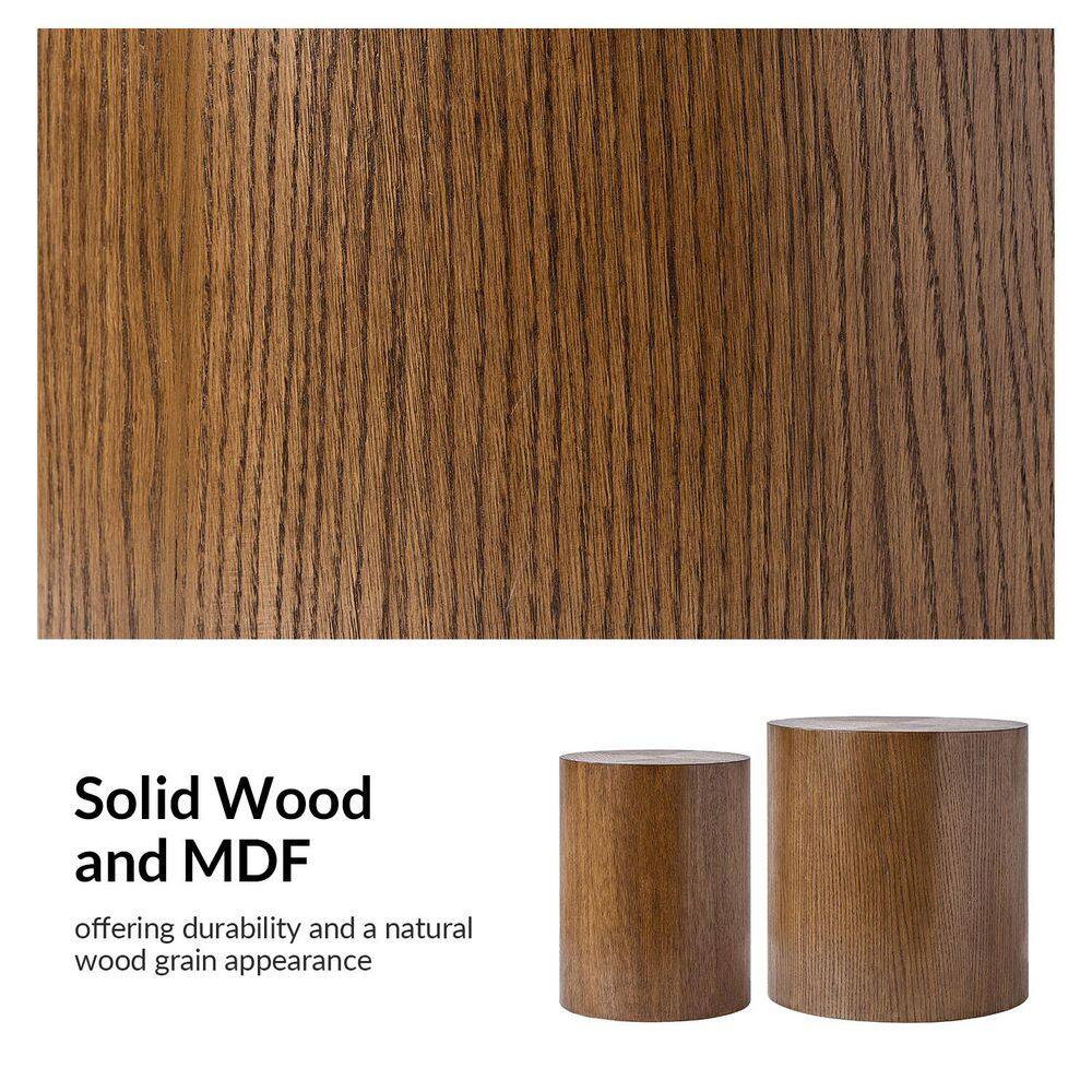 Lisa 20 in. Walnut Round Wood End Table with No Assembly Required - thumbnail 4