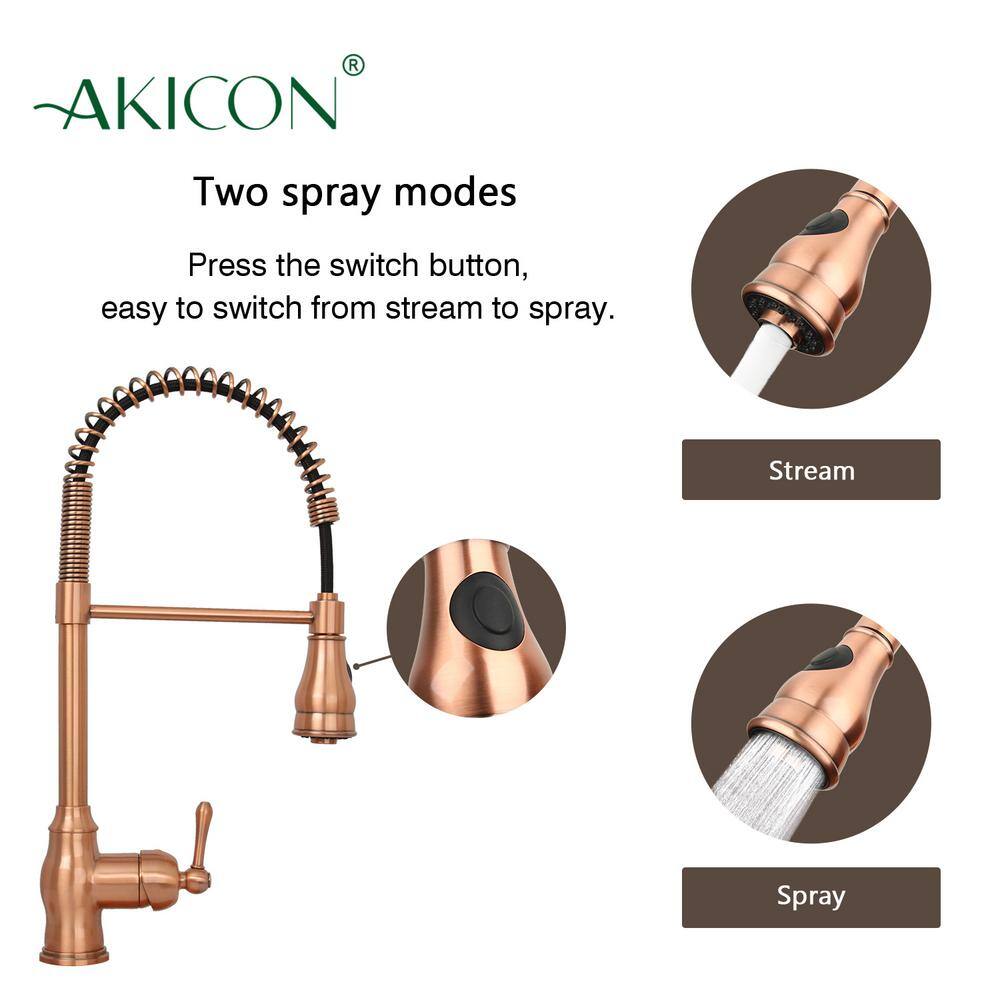 Copper Brushed Pull-Down Kitchen Faucet with Spray
