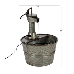 Gray Indoor and Outdoor Fountain with Pump Style Faucet