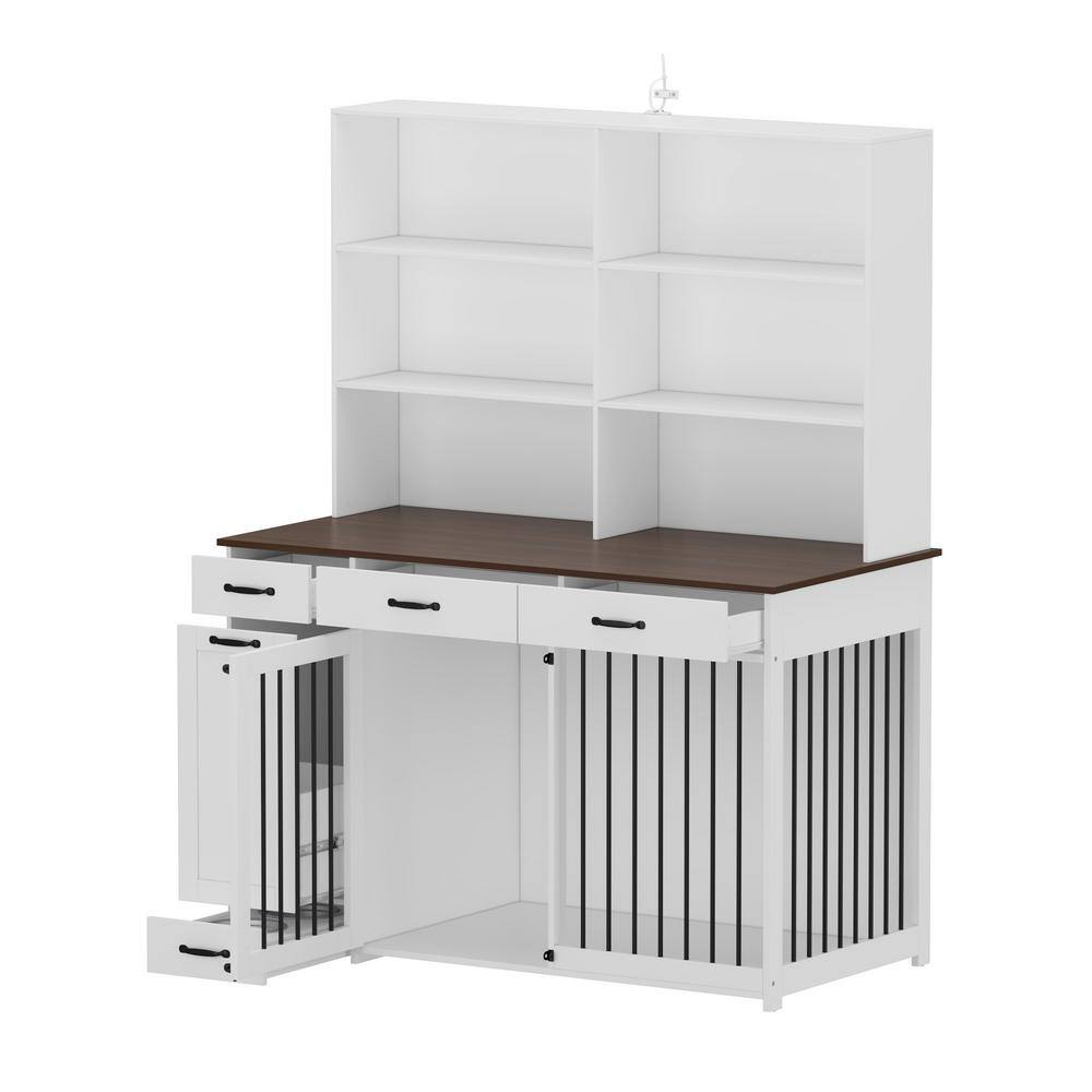 Image showcasing WIAWG Large Dog Crate Storage Cabinet, Wooden Heavy Duty Dog Crate ...