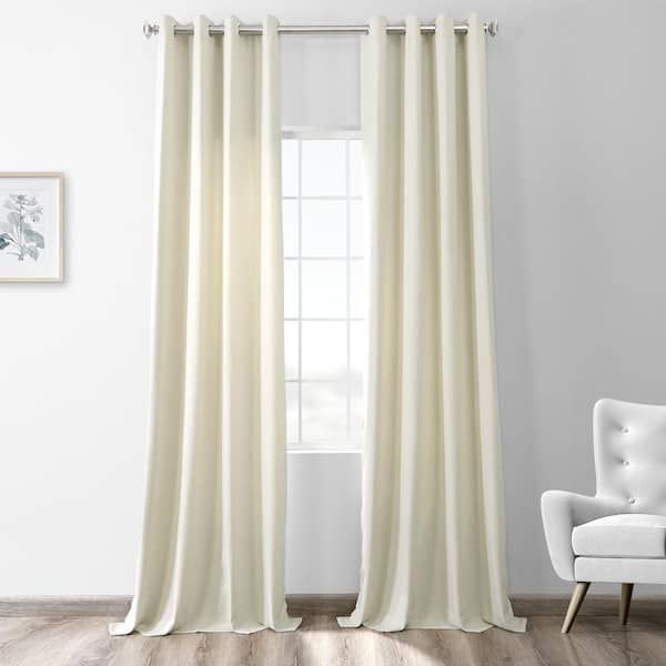 Exclusive Fabrics & Furnishings Creamy Ivory Solid Grommet Room Darkening Curtain - 50 in. W x 96 in. L