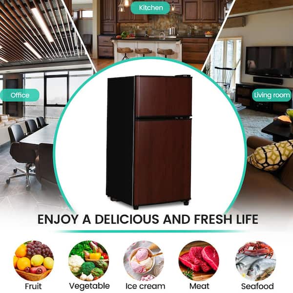  DEMULLER 3.5 Cu.ft Black Mini Fridge 2 Door Compact  Refrigerator with Freezer, Small Refrigerator with 7 Adjustable Temperature  Control, 2 Removable Glass Shelves and 1 Crisper Drawer : Appliances