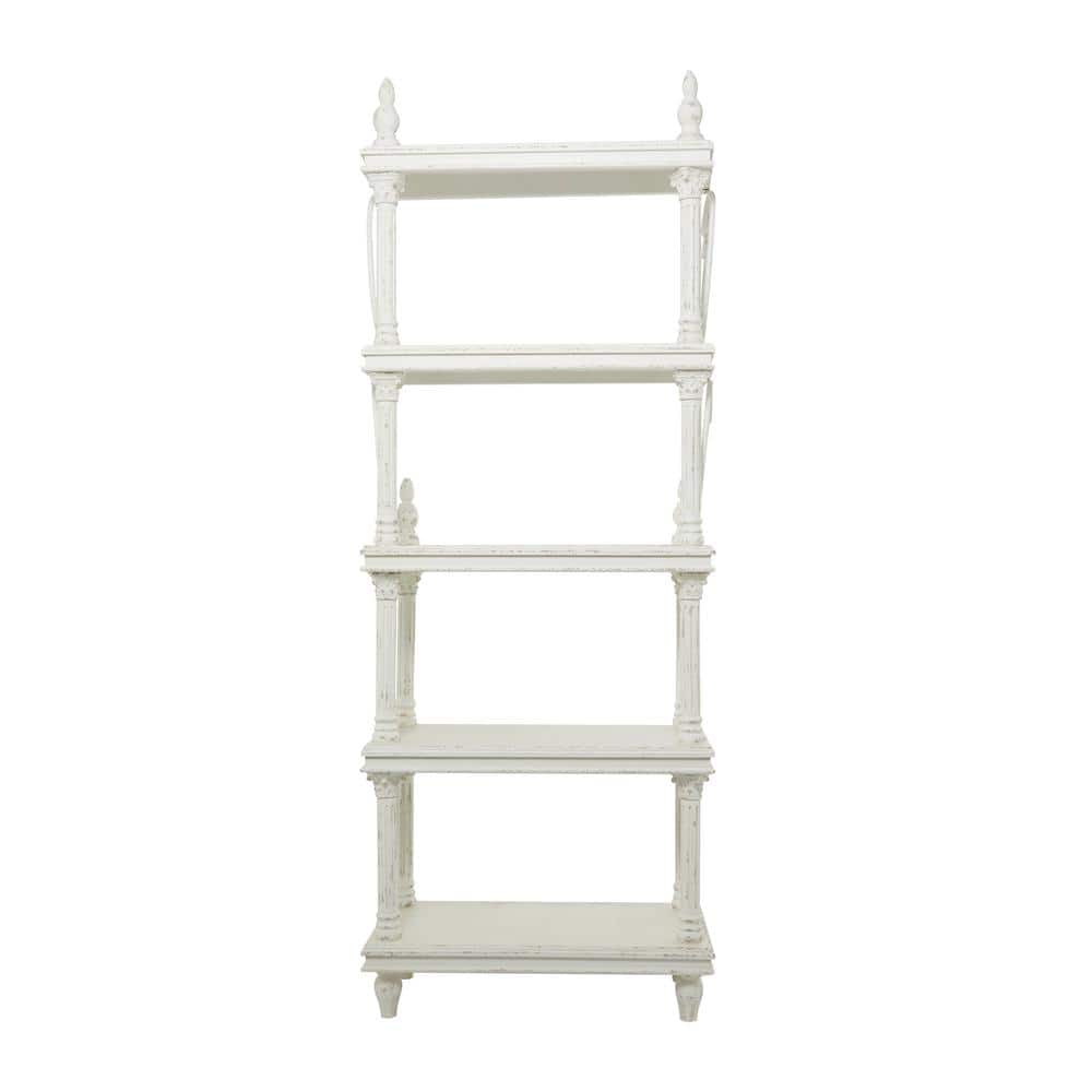 Litton Lane  86 in. x 32 in. White Wood Country Cottage 5 Shelf Accent Shelving Unit - 2