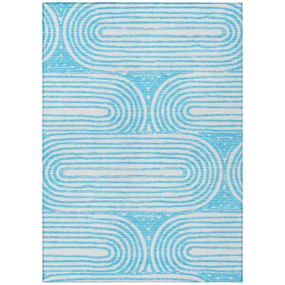 3'x4' Grey Teal Machine Woven UV Treated Modern Abstract Style Indoor Outdoor Accent Rug main image 0