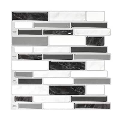 Gray Marble 12 in. x 12 in. Vinyl Peel and Stick Wall Tile Backsplash, Self-Adhesive Wall Tiles for Kitchen (10-Pack)