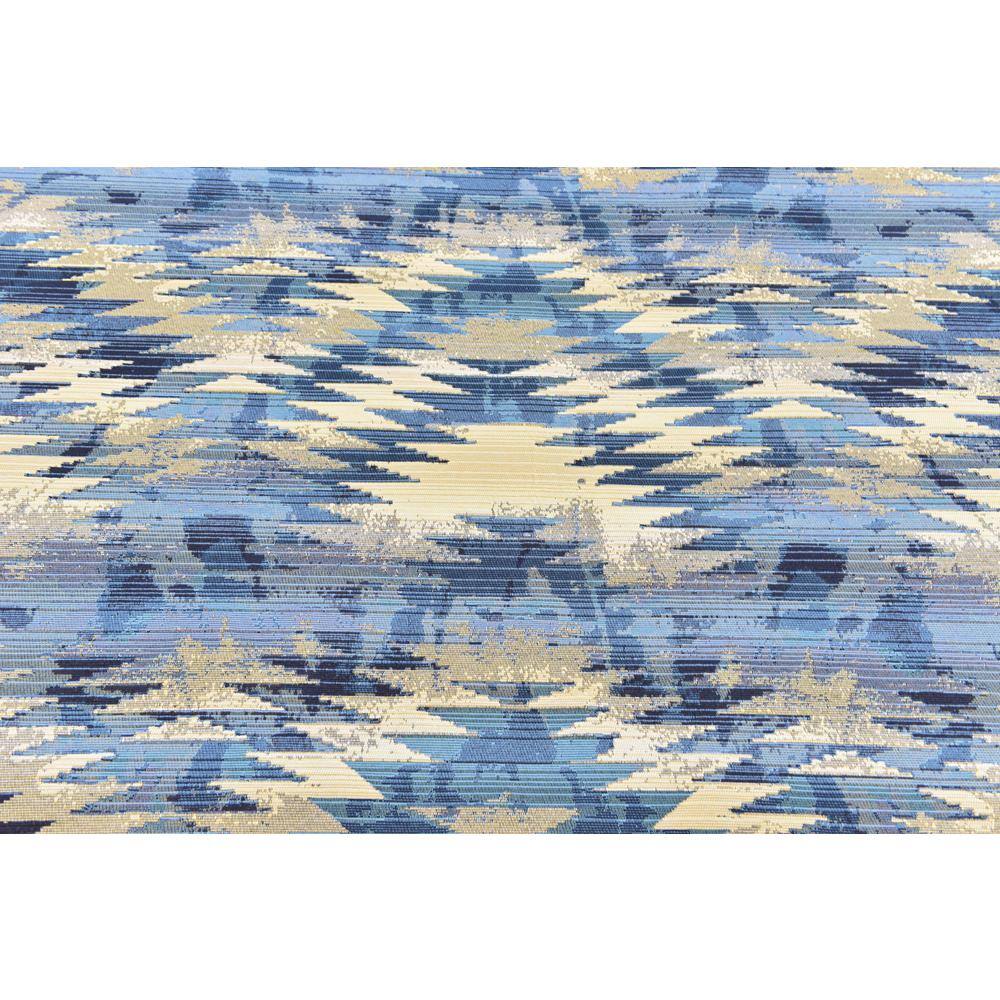 Aztec Blue and Beige Rectangular Outdoor Rug