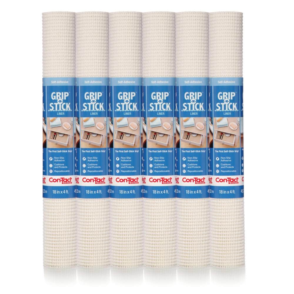 Con-Tact Grip Liner 20 in. x 5 ft. Solid White Non-Adhesive Grip Drawer and Shelf  Liner (6 Rolls) 05F-C6F52-06 - The Home Depot