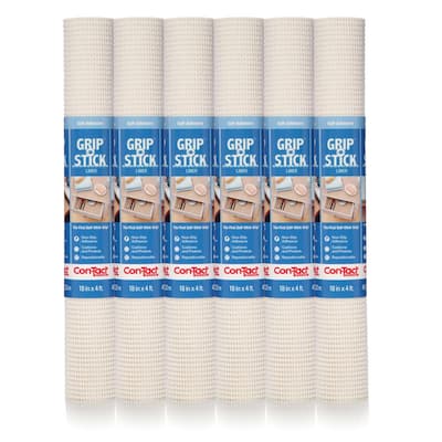 Grip N Stick 18 in. x 4 ft. White Shelf/Drawer Liner (6-Rolls)