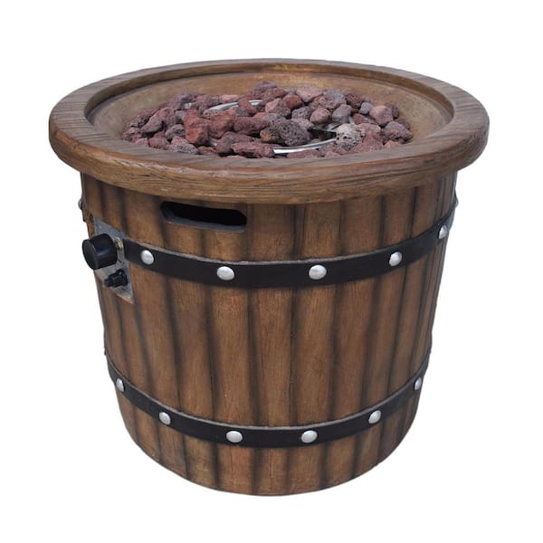 25 in. W x 24 in. H Round Iron Gas Burning Outdoor Fire Pit in Brown