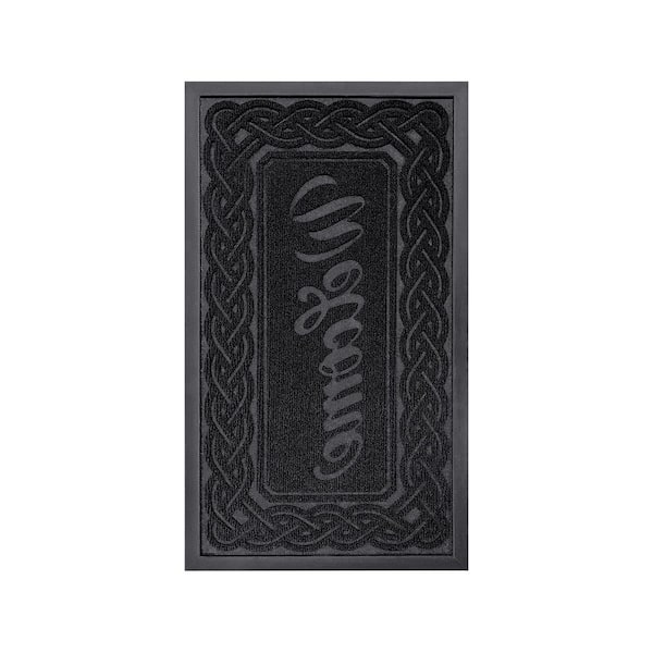 Welcome 24 in. x 35 in. Black Anti Stain Door Mat Indoor/Outdoor