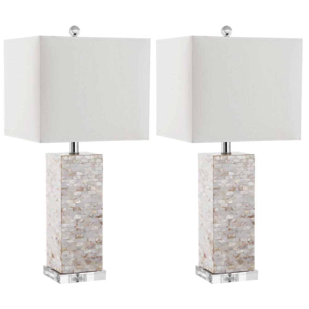 Homer Cream Shell and Acrylic Table Lamp Set of 2