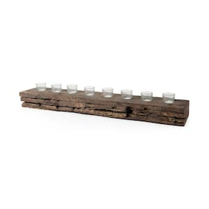 Lakara Dark Brown Reclaimed-wood Tabletop Candle Holder