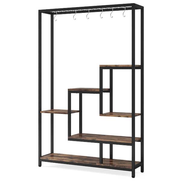 BYBLIGHT Wellston 70.86 in. Brown 5-Tier Wooden Indoor Plant Stand