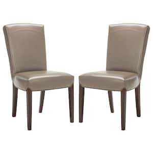 Ken Dark Beige Leather Side Chair (Set of 2)