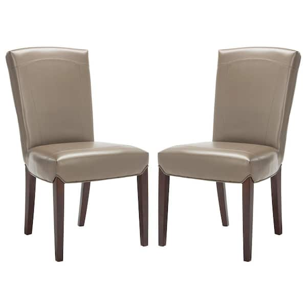 SAFAVIEH Ken Dark Beige Leather Side Chair (Set of 2)