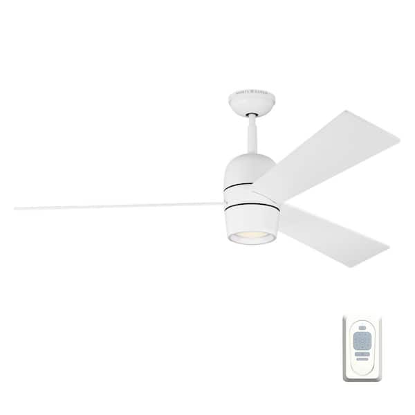 Generation Lighting Alba 60 in. Integrated LED Indoor Matte White Ceiling Fan with Light Kit and Remote Control
