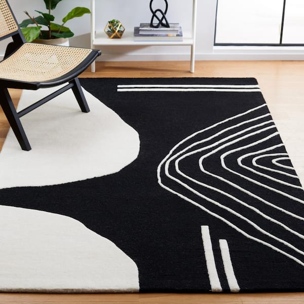 Rodeo Drive Black/Ivory 4 ft. x 6 ft. Abstract Area Rug