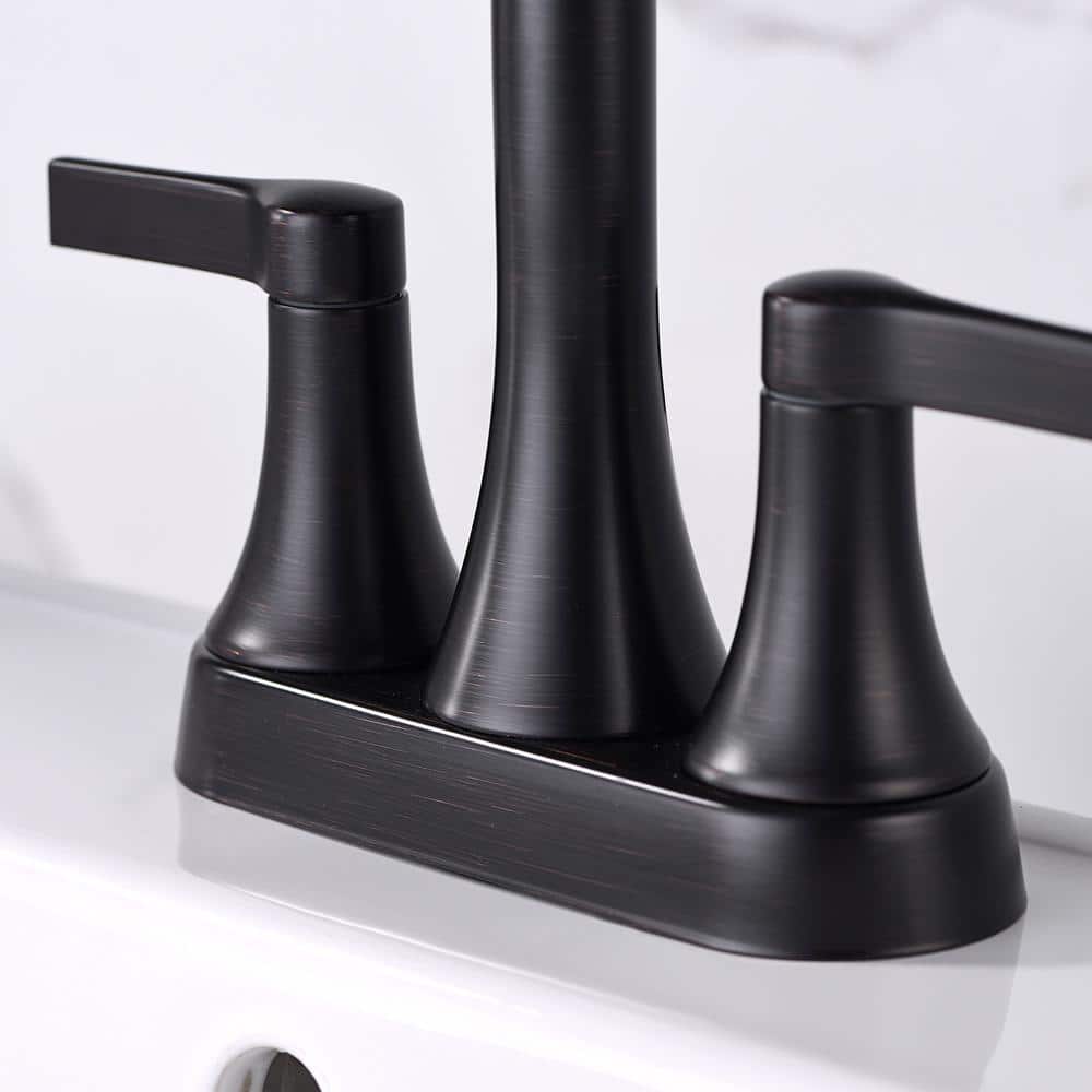 Oil Rubbed Bronze 2-Handle Centerset Bathroom Faucet with Drain Assembly