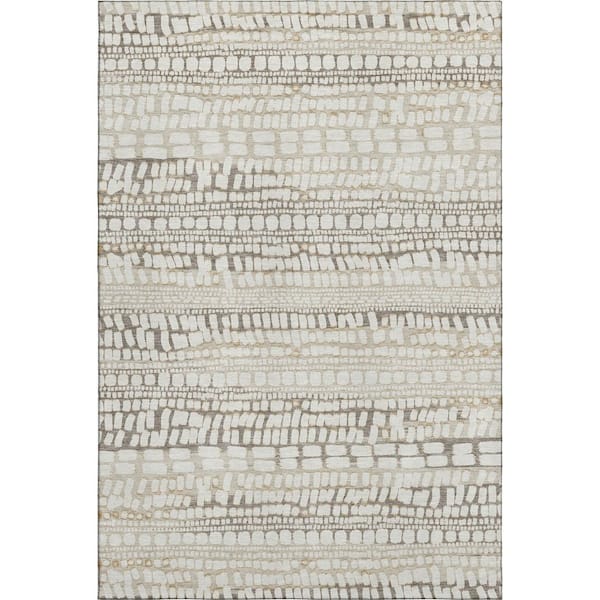 Mayfield Premium Machine Washable Abstract AMF2540 Ivory 5 ft. x 7 ft. 6 in. Area Rug