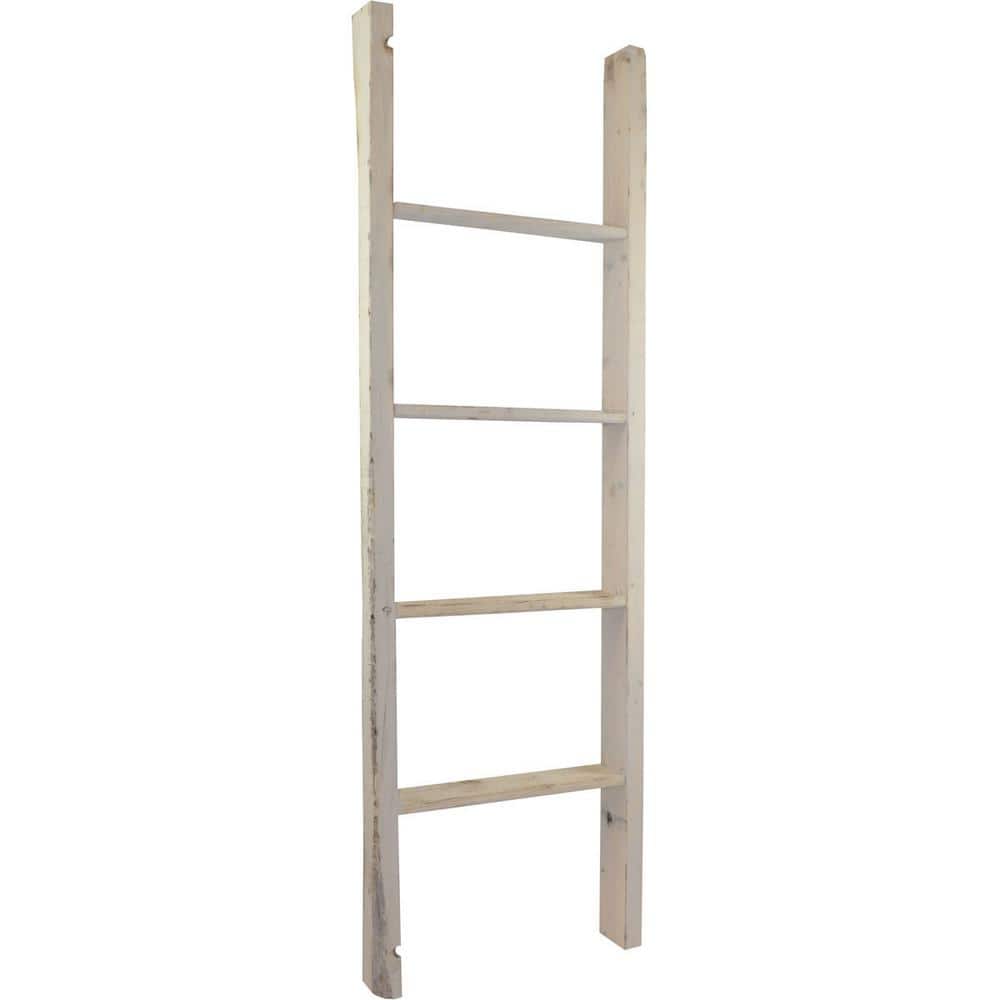 19 in. x 60 in. x 3 1/2 in. Barnwood Decor Collection Chalk Dust White Vintage Farmhouse 4-Rung Ladder price history on PriceWatchPro