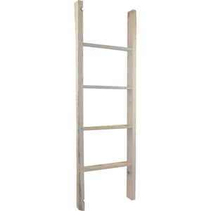 19 in. x 60 in. x 3 1/2 in. Barnwood Decor Collection Chalk Dust White Vintage Farmhouse 4-Rung Ladder